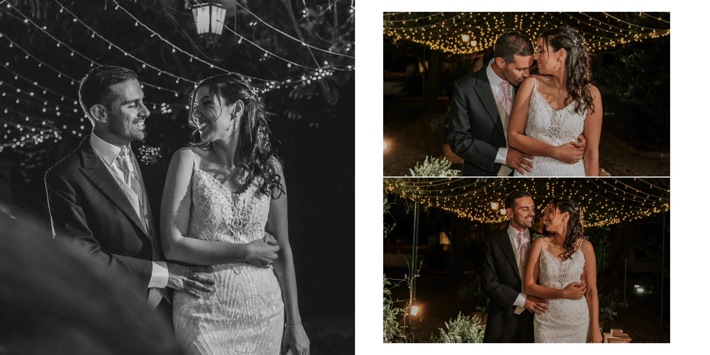 Retrato artístico de una pareja bajo luces cálidas, mirada de autor de FotoViva